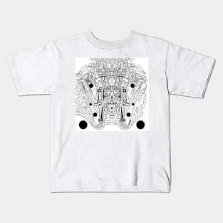 alien astral aztec knight in mictlan underworld throne ecopop art Kids T-Shirt